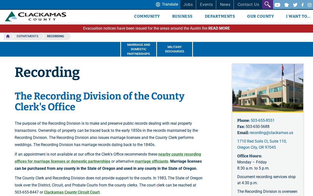 Wilsonville previous residents deed-chain research at Clackamas County Recording